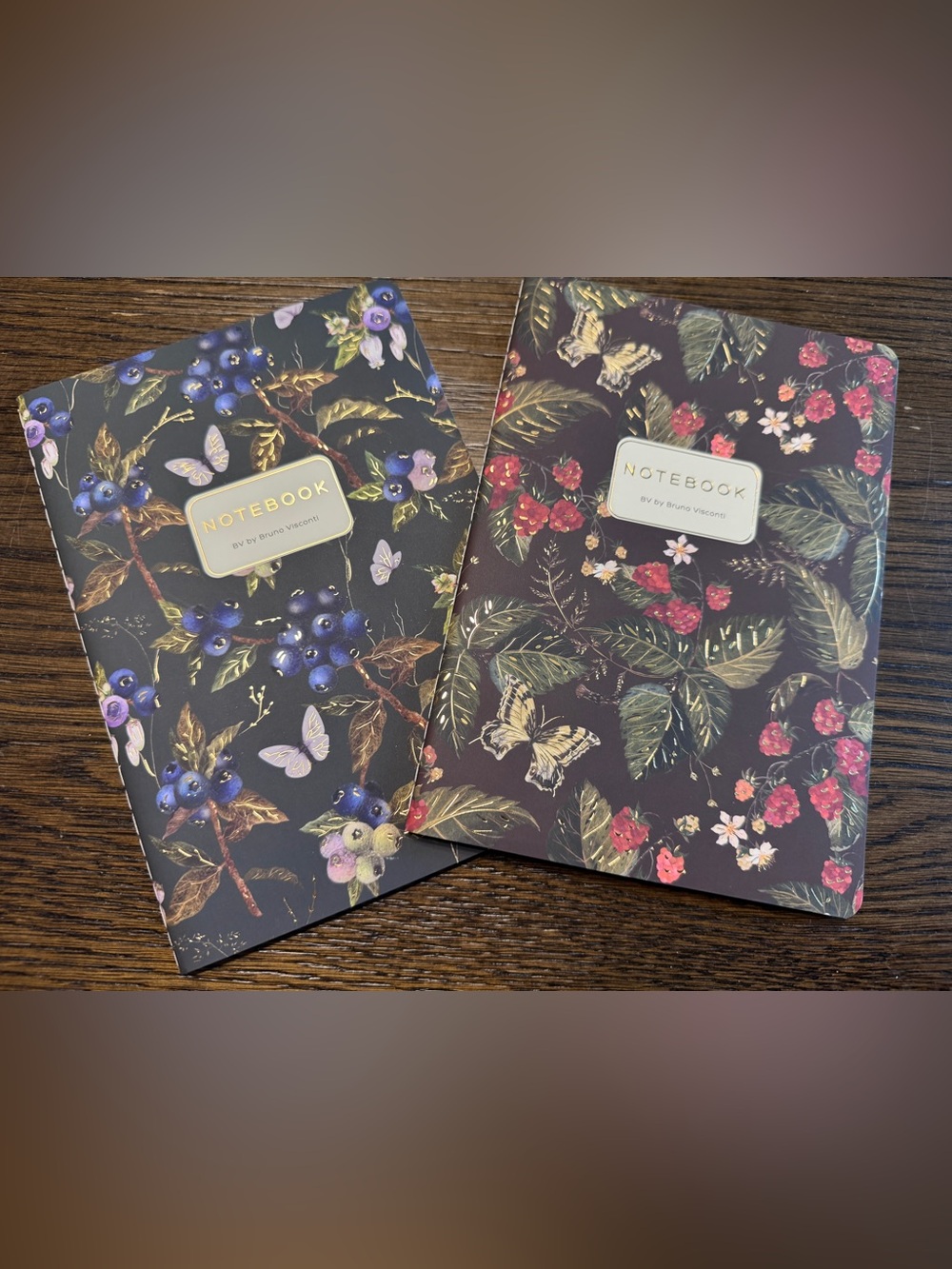 Set of 2 Gorgeous Gold Foil Detailed Soft Touch Notebook Journals - lovely gift!